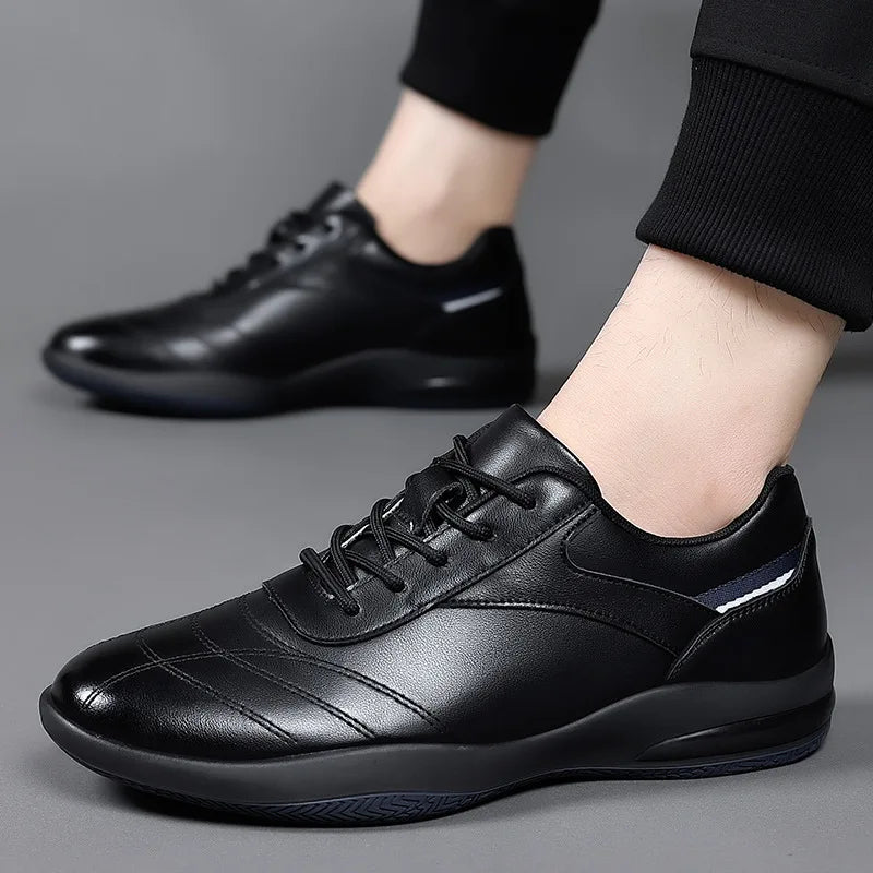 Genuine Cow Leather Low Profile Sneakers for Men | Casual Wear