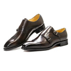 Genuine Leather Double Monk Strap Shoes for Men | Business and Formal Wear
