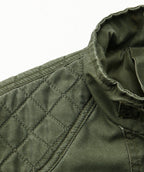 Washed Canvas Quilted Shoulder Moto Jacket for Men | Casual Wear