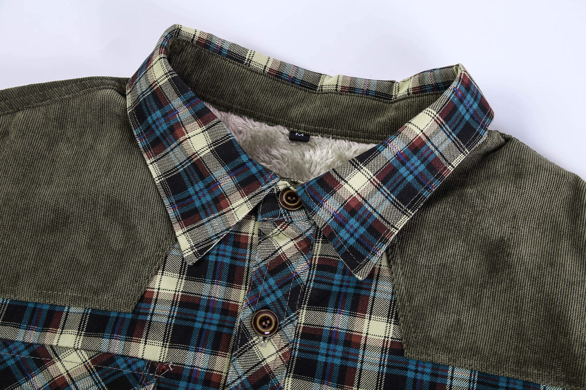 Faux Fur Lined Plaid Shirt Jacket for Men | Cold Weather Layering