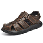 Leather Closed Toe Cut Out Sandals for Men | Outdoor and Summer Wear