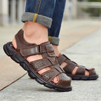 Leather Closed Toe Cut Out Sandals for Men | Outdoor and Summer Wear