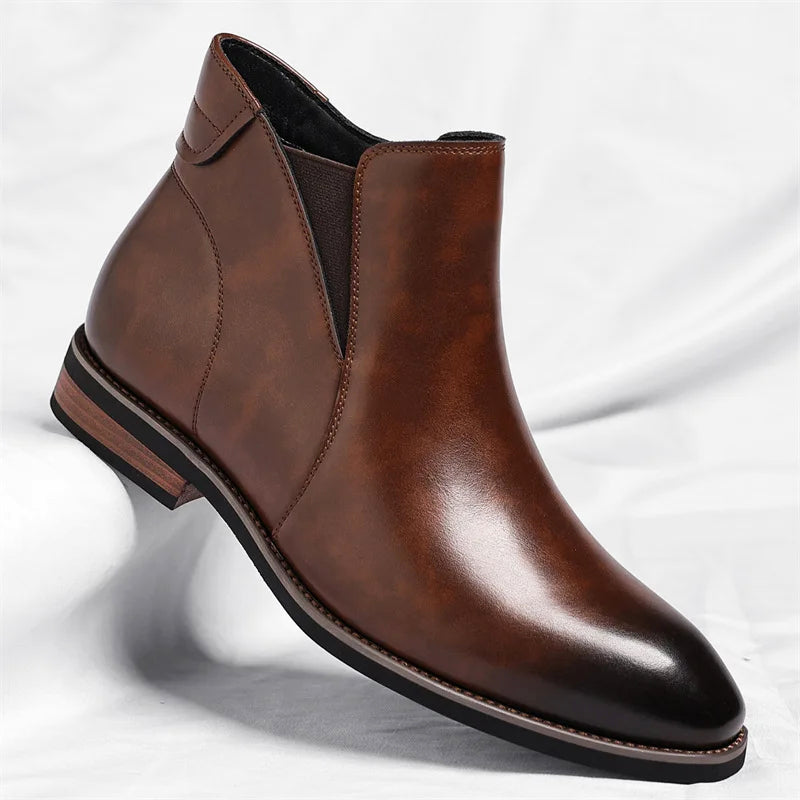 Lorenzo Vitali Chelsea-style boots, brown leather, elastic side panels, low heel