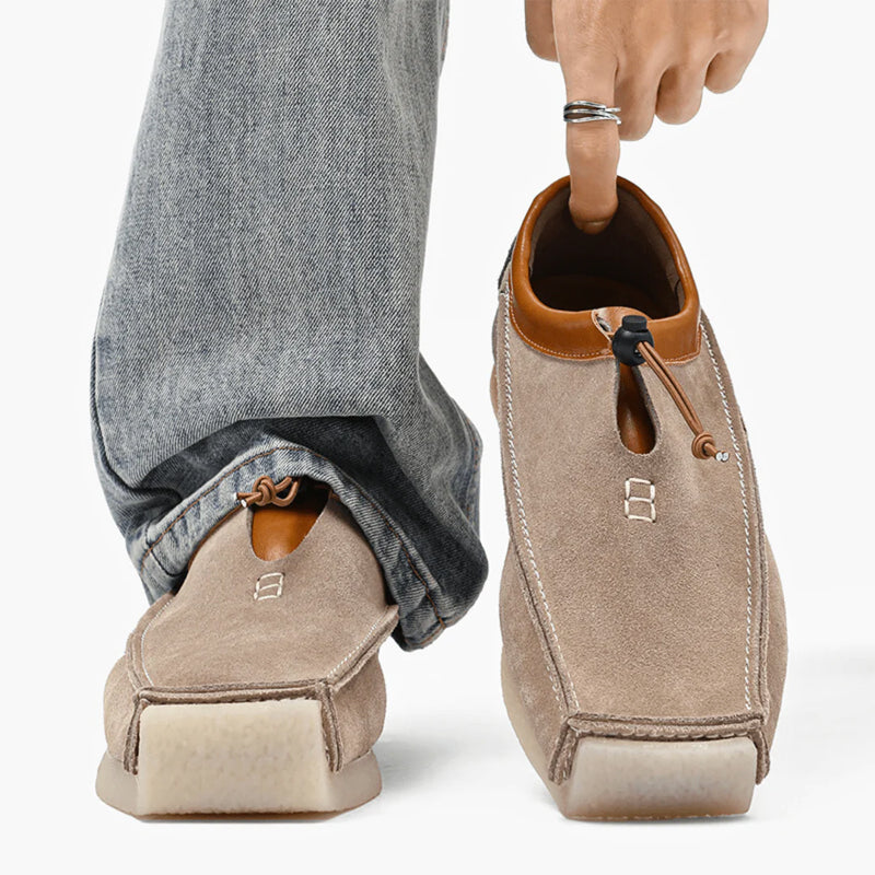 Lorenzo Vitali Suede Loafers with Drawstring Closure
