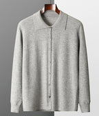 Merino Wool Button Down Polo Collar Sweater for Men | Smart Casual Wear