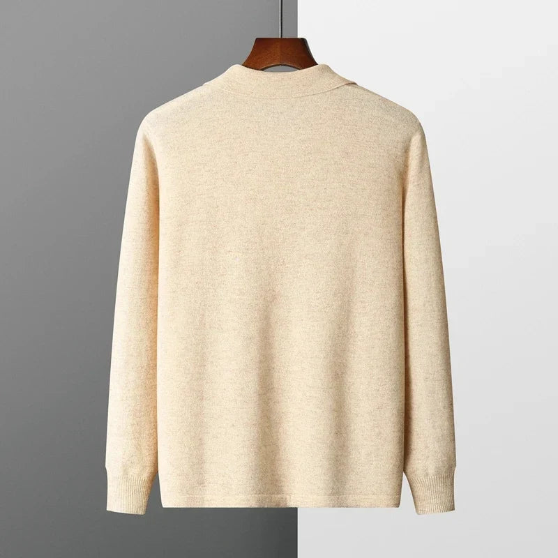 Merino Wool Button Down Polo Collar Sweater for Men | Smart Casual Wear