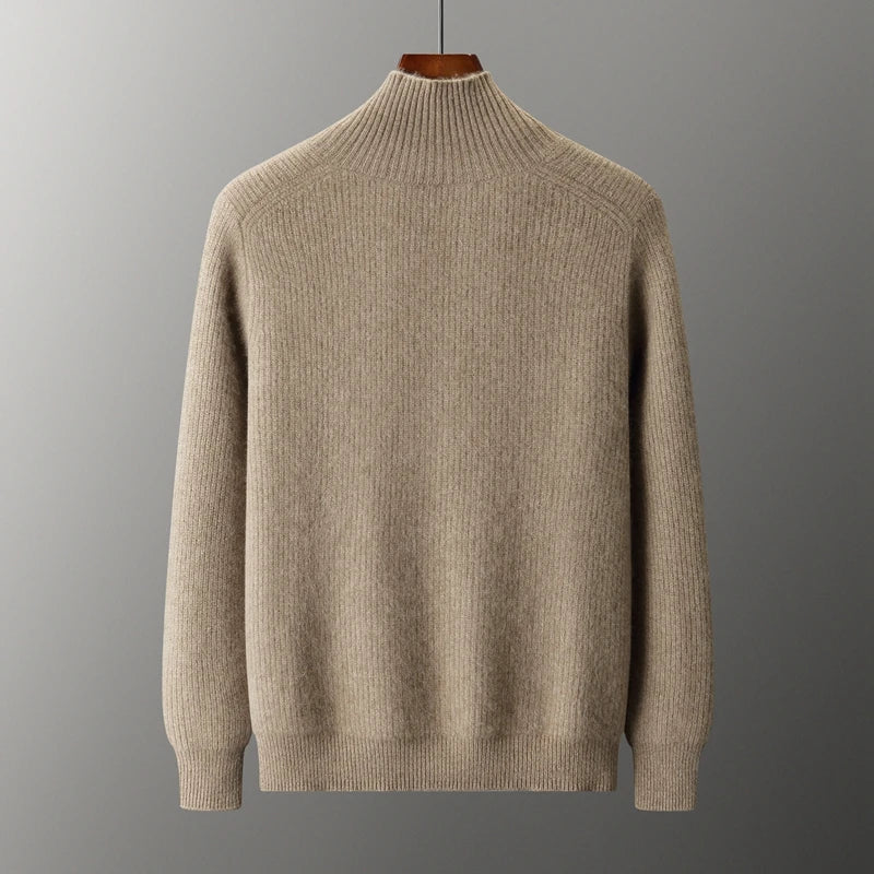 Cashmere High Collar Button Cardigan for Men | Business and Winter Wear