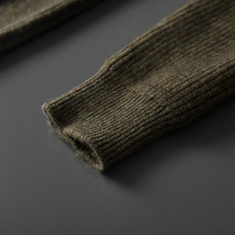 Cashmere High Collar Button Cardigan for Men | Business and Winter Wear