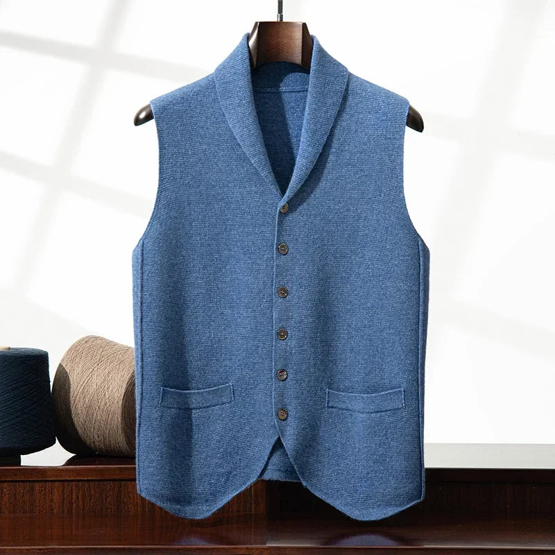 Cashmere Shawl Collar Knit Vest for Men | Smart Casual Layering