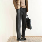 Wool Blend Straight Leg Knit Trousers for Men | Autumn and Winter Wear