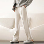 Wool Blend Straight Leg Knit Trousers for Men | Autumn and Winter Wear