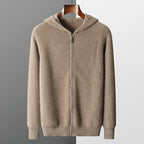 Merino Wool Hooded Knit Cardigan Jacket for Men | Cold Weather Layering