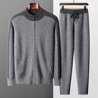 Cashmere Knit Zip Up Cardigan and Trouser Set for Men | Winter Wear