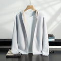 Pure Cashmere Zip Up Hooded Cardigan for Men | Winter Layering