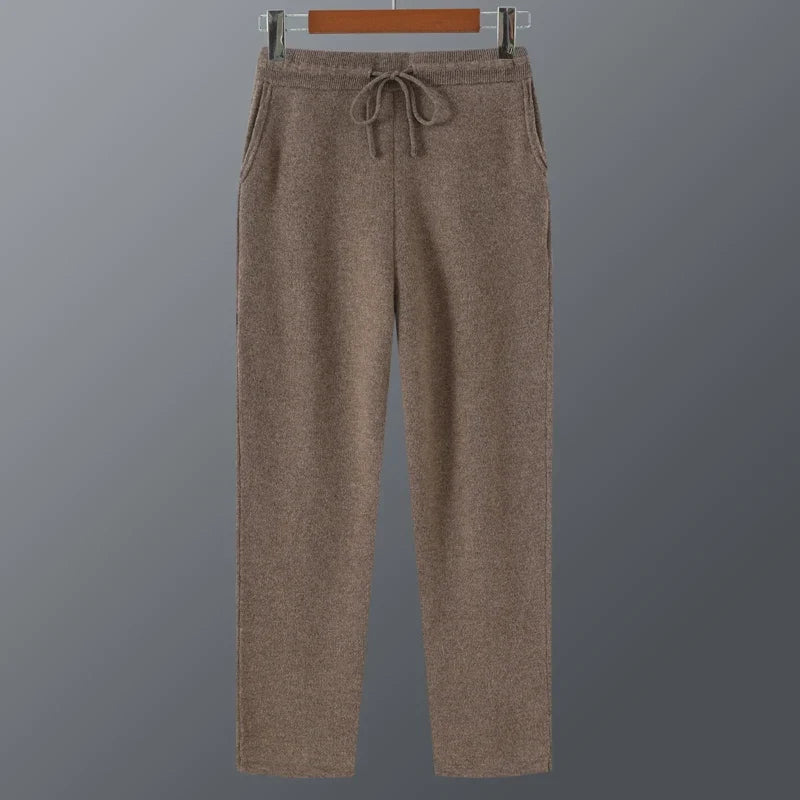 Merino Wool Knit Tapered Joggers for Men | Winter Loungewear