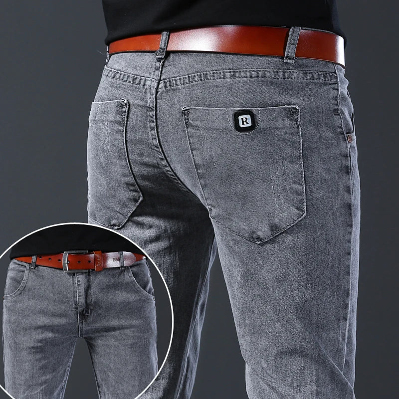 Stone Grey Wash Straight Leg Slim Fit Jeans for Men | Everyday Wear