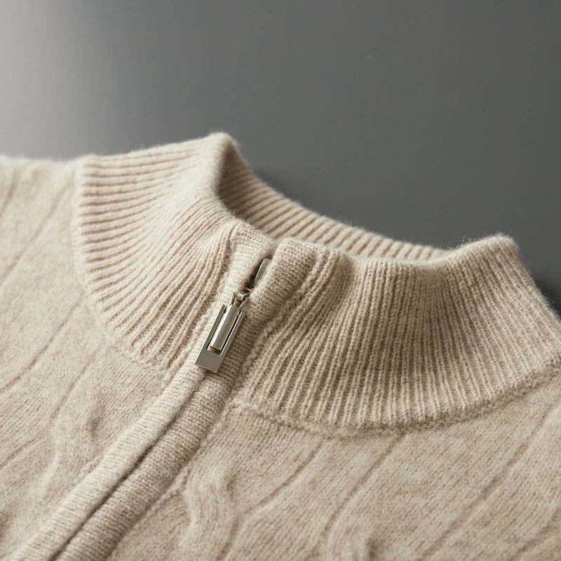 Thick Knit Merino Wool Half Zip Sweater for Men | Autumn and Winter Wear