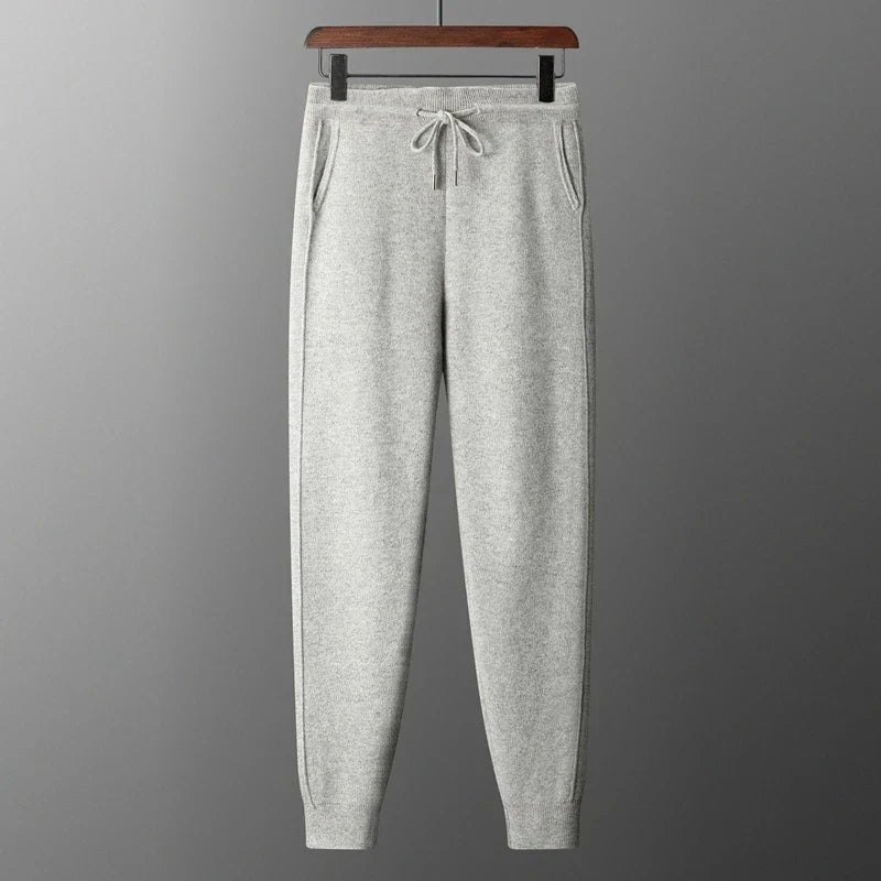 Merino Wool Knit Tapered Sweatpants for Men | Autumn and Winter Wear