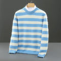 Bold Stripe Merino Wool Crewneck Sweater for Men | Smart Casual Wear