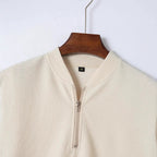 Stand Collar Short Sleeve Shirt and Drawstring Trouser Set for Men | Spring Wear