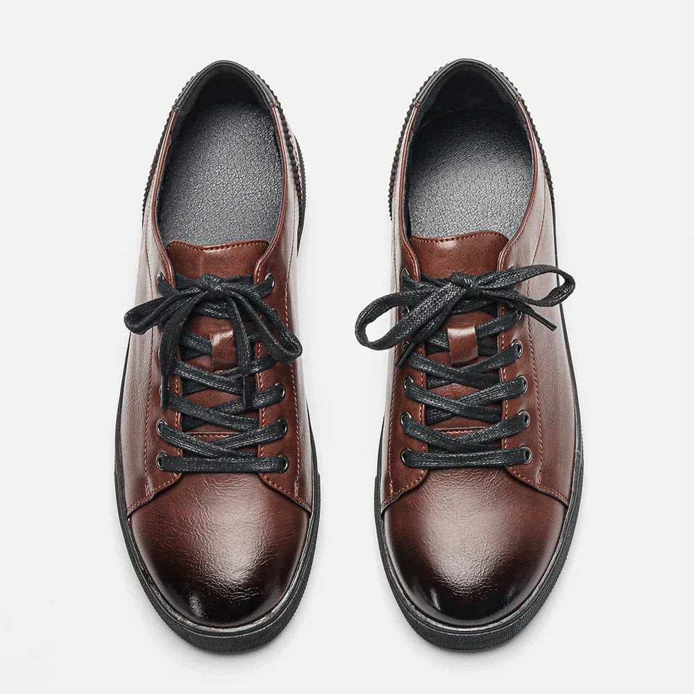 Premium Leather Low Top Lace Up Sneakers for Men | Urban Wear