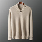 Pure Cashmere Collared Knit Sweater for Men | Business Casual Wear