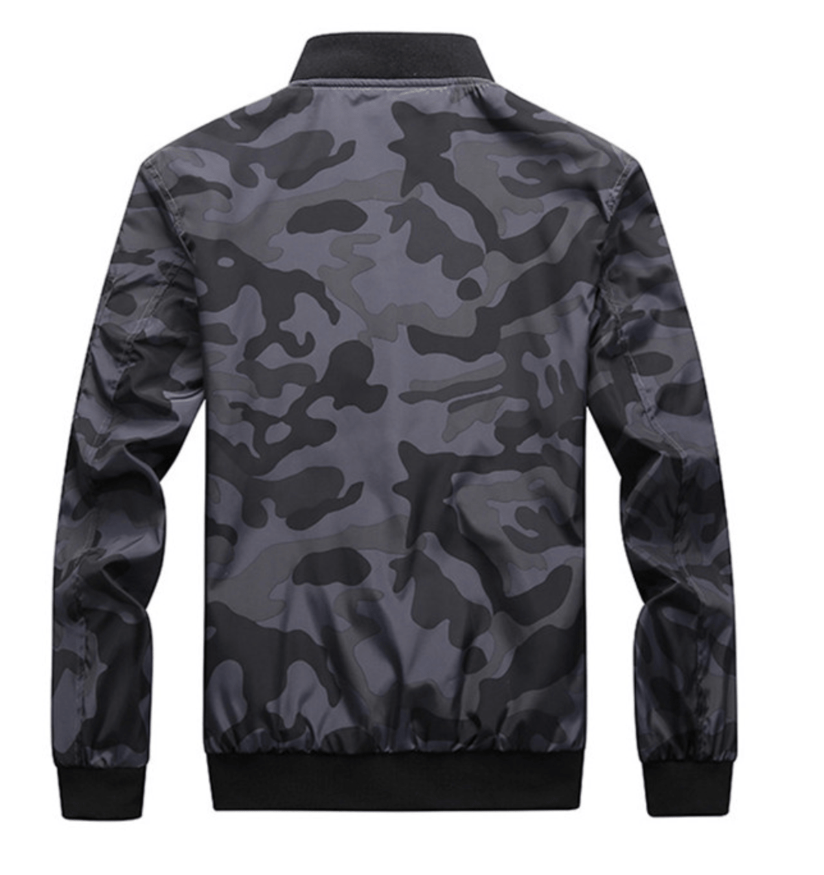 Camo Windbreaker Bomber Jacket with Mandarin Collar for Men | Outdoor Wear