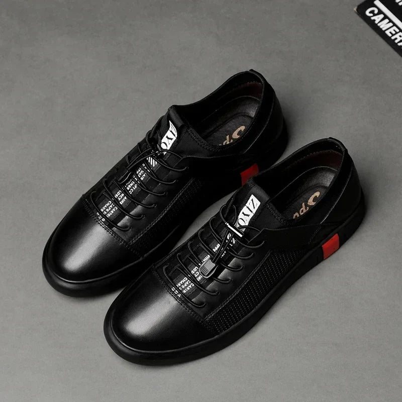 Perforated Leather Low Top Sneakers for Men | Summer Wear