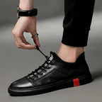 Perforated Leather Low Top Sneakers for Men | Summer Wear