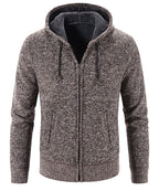 Textured Knit Zip Up Fleece Hoodie for Men | Cold Weather Layering