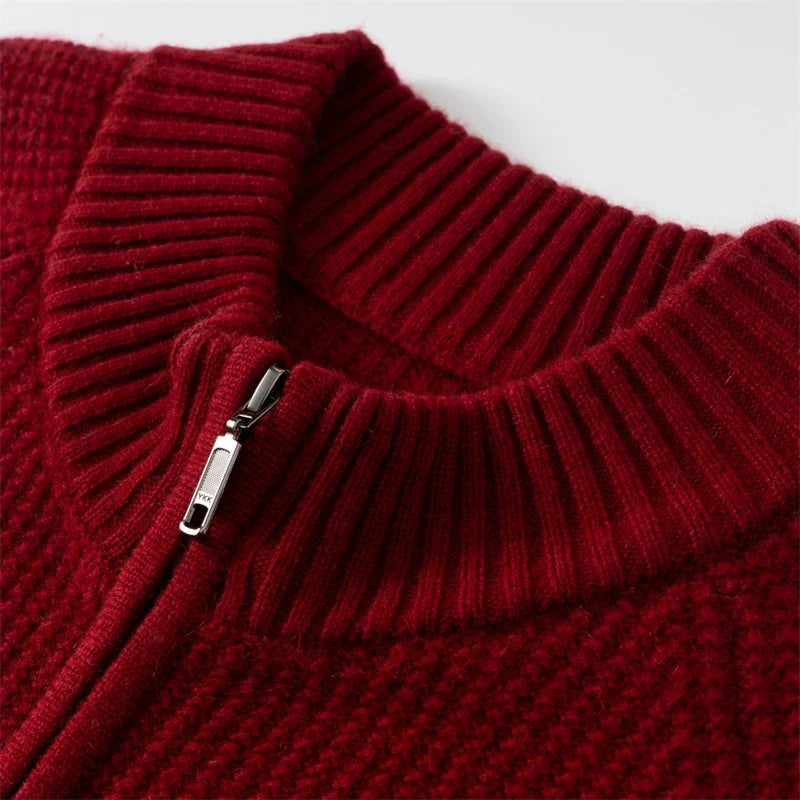 Thick Cashmere Full Zip Cardigan for Men | Winter Layering