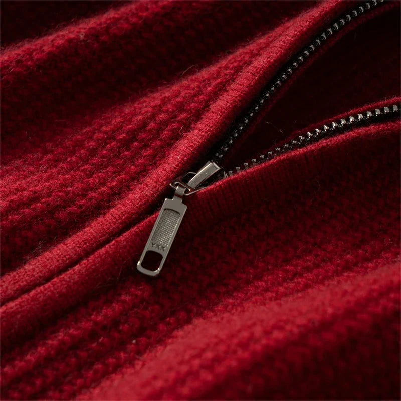 Thick Cashmere Full Zip Cardigan for Men | Winter Layering