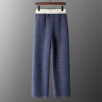 Merino Wool Jacquard Knit Trousers for Men | Autumn and Winter Wear