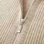 Merino Wool Ribbed Knit Zip Hoodie for Men | Autumn and Winter Layering