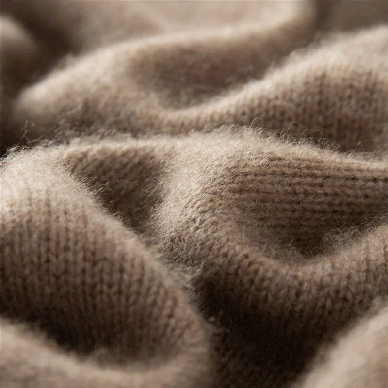 Pure Cashmere Polo Collar Button Cardigan for Men | Business and Casual Wear
