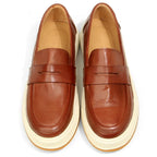 Vintage Leather Platform Penny Loafers for Men | Smart Casual Wear