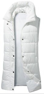 Stand Up Collar Longline Quilted Vest for Men | Winter Layering