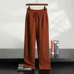 Wool Cashmere Wide Leg Knit Trousers for Men | Cold Weather Wear