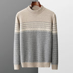 Pure Wool Fair Isle Crewneck Sweater for Men | Autumn and Winter Wear