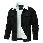 Sherpa Lined Button Front Cotton Bomber Jacket for Men | Winter Outerwear
