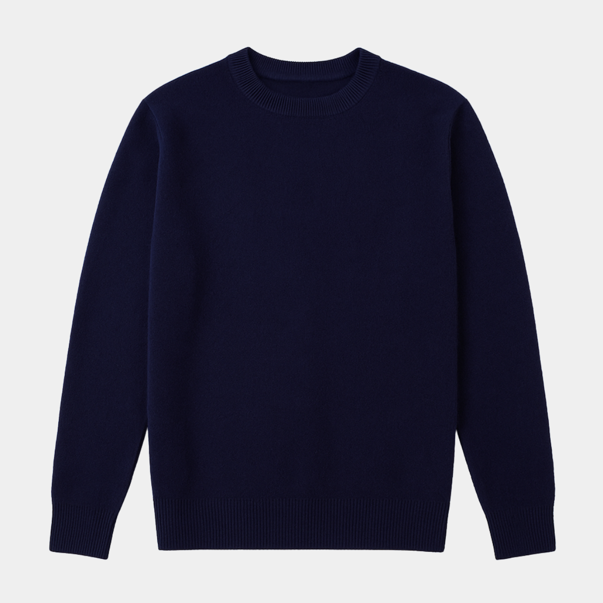 Men’s cashmere crew neck sweater, long sleeves, navy blue knit